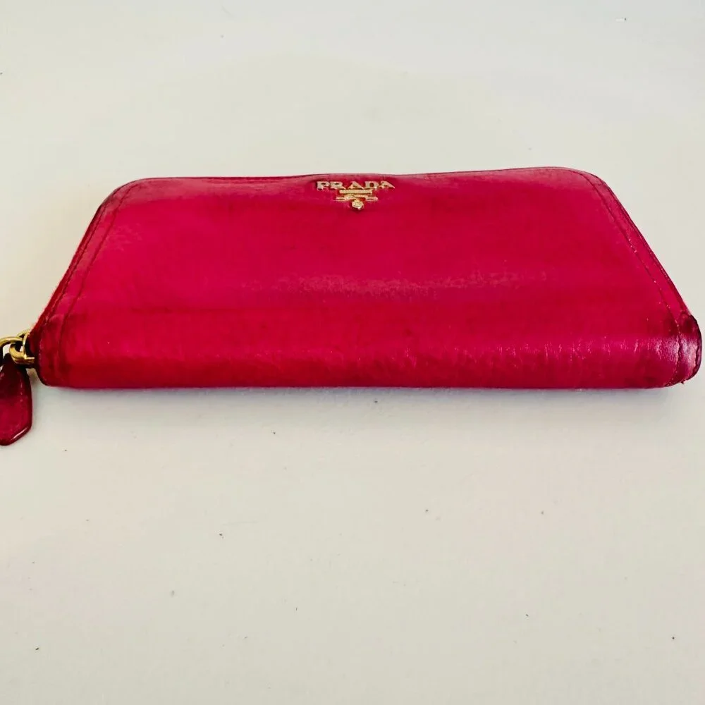 AUTH PRADA PINK TESSUTO NYLON SATCHEL BAG AND LEATHER ZIP-AROUND LONG WALLET SET - Picture 12 of 16